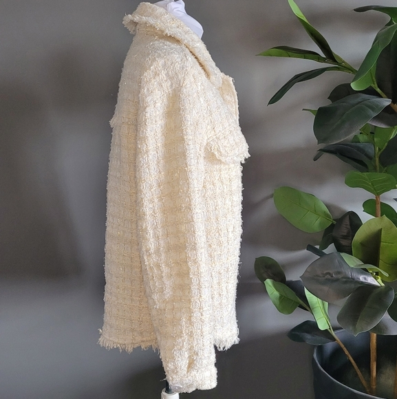 Lulus | Oversized "Take Notes" Ivory Plaid Tweed Shacket - Picture 5 of 8